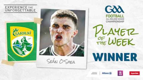 Seán O'Shea voted GAA.ie Footballer of the Week