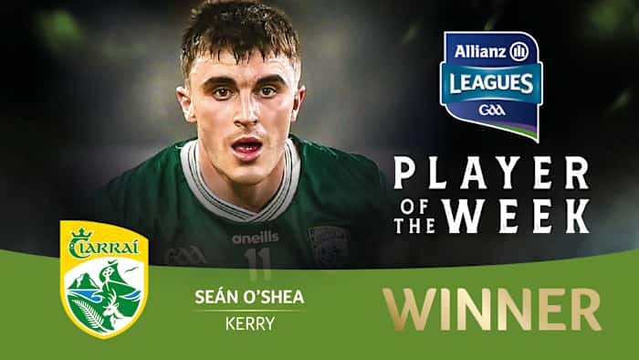 Seán O'Shea voted GAA.ie Footballer of the Week