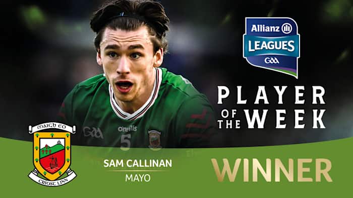 Sam Callinan voted GAA.ie Footballer of the Week